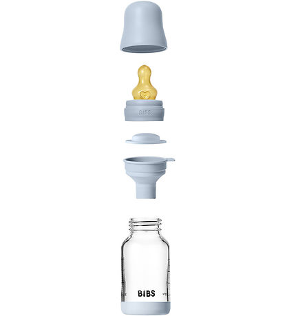 BIBS Feeding Bottle - 120 mL - Glass/Natural Rubber - Baby Blue
