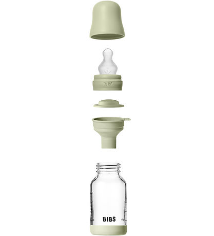 BIBS Feeding Bottle - 120 mL - Glass/Silicone - Sage
