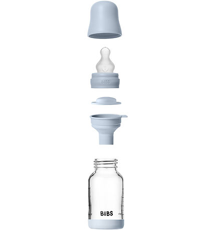 BIBS Feeding Bottle - 120 mL - Glass/Silicone - Baby Blue