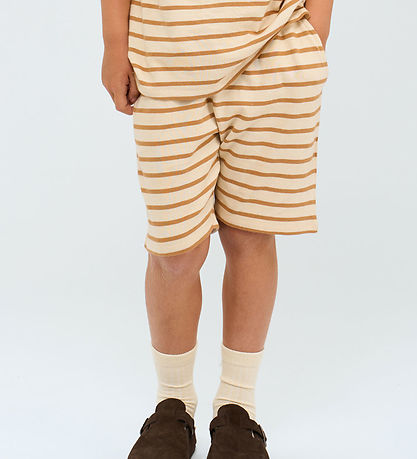 The New Shorts - Black - Indian Tan Striped