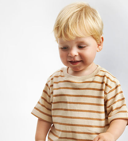 The New Siblings T-shirt - TnstNat - Indian Tan Striped