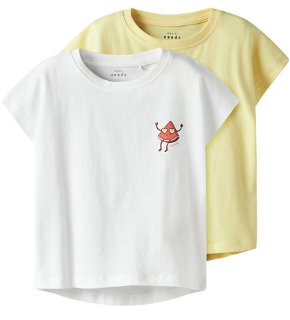 Name It T-shirt - 2-Pack - NmfVarutti - Lemon Meringue/Bright Wh