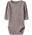 Name It Romper l/s - Rib - NbfHoise - Purple Dove m. Bloemen
