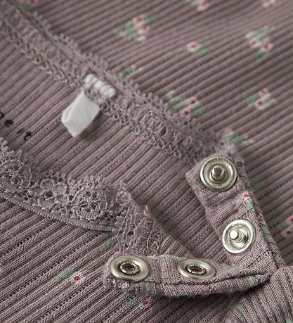 Name It Romper l/s - Rib - NbfHoise - Purple Dove m. Bloemen