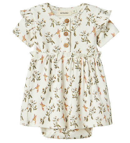 Lil' Atelier Bodysuit w. Skirt s/s - NbfLavo - Coconut Milk/Humm