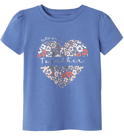 Name It T-shirt - NmfHnanna - Bleached Denim w. Print