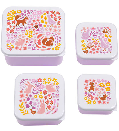A Little Lovely Company Lunchbox Set - 4 pcs - Flower Garden