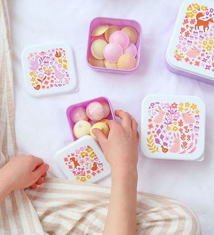 A Little Lovely Company Lunchbox Set - 4 pcs - Flower Garden