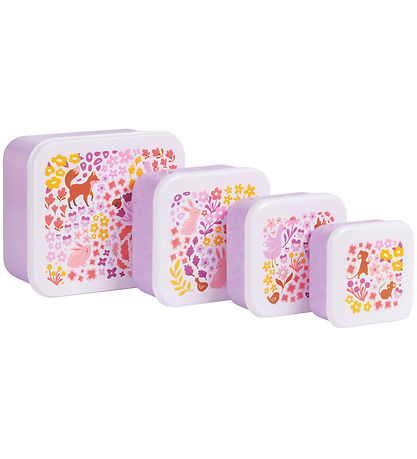 A Little Lovely Company Lunchbox Set - 4 pcs - Flower Garden