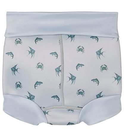 Lil' Atelier Schwimmwindel - NbmFero - Dampf Blue m. Meerestiere