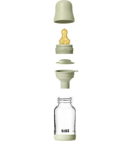 BIBS Feeding Bottle - 120 mL - Glass/Natural Rubber - Sage