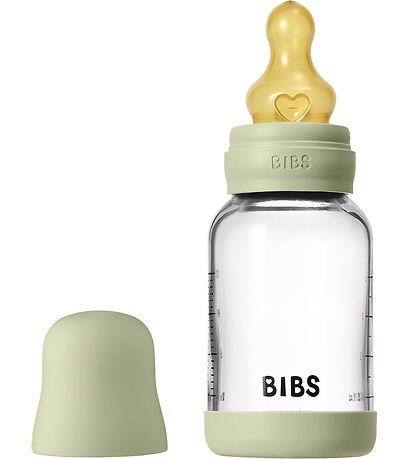 BIBS Feeding Bottle - 120 mL - Glass/Natural Rubber - Sage