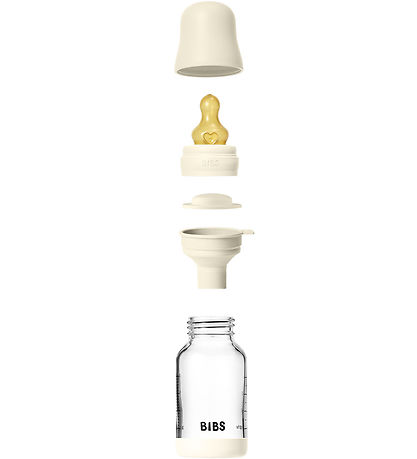 BIBS Feeding Bottle - 120 mL - Glass/Natural Rubber - Ivory