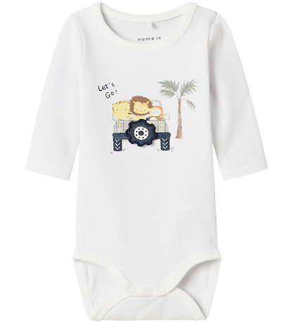 Name It Bodysuit l/s - NbmHollow - Bright White w. Print