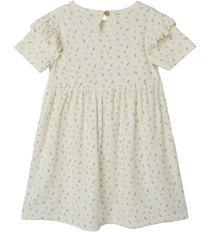 Lil' Atelier Klänning - Rib - NmfGago - Coconut Mjölk m. Blommor