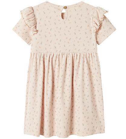 Lil' Atelier Klänning - Rib - NmfGago - Peach Blush m. Blommor