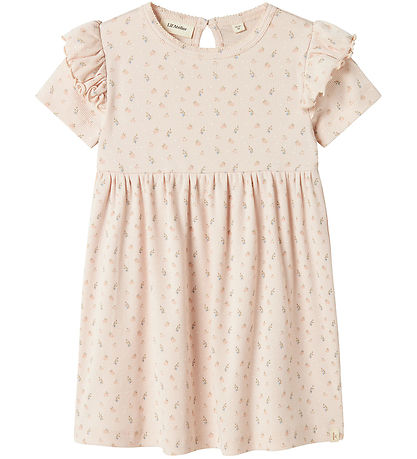 Lil' Atelier Klänning - Rib - NmfGago - Peach Blush m. Blommor