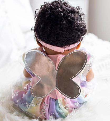 Tiny Treasures Doll w. Black Curly Hair - Bow Tie/Rainbow