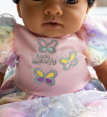 Tiny Treasures Doll w. Black Curly Hair - Bow Tie/Rainbow