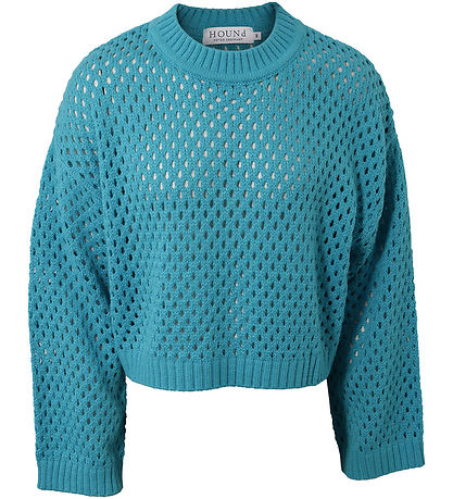 Hound Genser - Strikk - Turquoise m. Hullmønster Hound Genser - Strikk - Turquoise m. Hullmønster