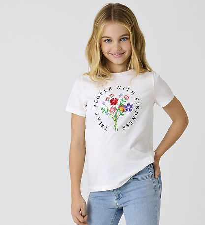 Kids Only T-shirt - KogEmma - Cloud Dancer/Bouquet Coll 2/2025