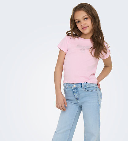 Kids Only T-shirt - KogKira - Roseate Spoonbil/Bow w. Rhinestone