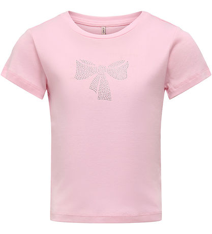 Kids Only T-shirt - KogKira - Roseate Spoonbil/Bow w. Rhinestone Kids Only T-shirt - KogKira - Roseate Spoonbil/Bow w. Rhinestone