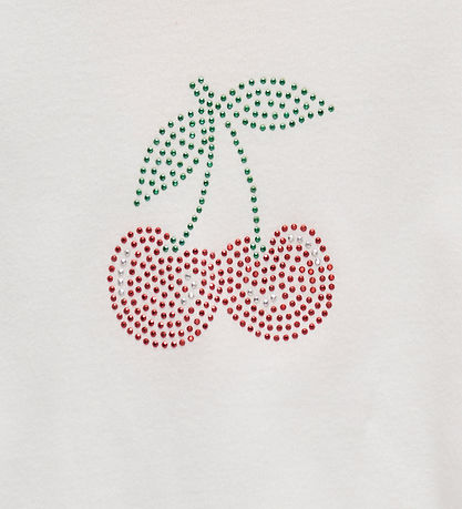 Kids Only T-shirt - KogKira - Cloud Dancer/Cherry w. Rhinestone