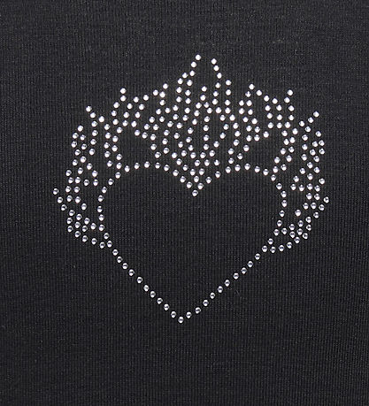 Kids Only T-shirt - KogKira - Black/Heart w. Rhinestone