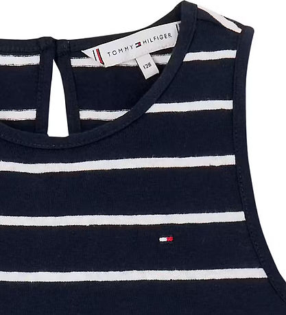 Tommy Hilfiger Klänning - Bomull/Lin - Dark Natt Marinblå Stripe