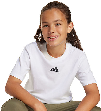 adidas Performance T-shirt - J SL 160 - White/Black w. Logo