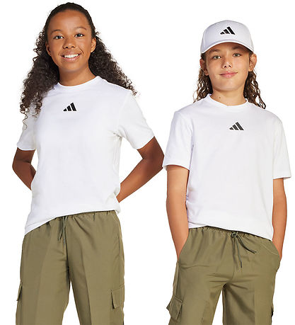 adidas Performance T-shirt - J SL 160 - White/Black w. Logo