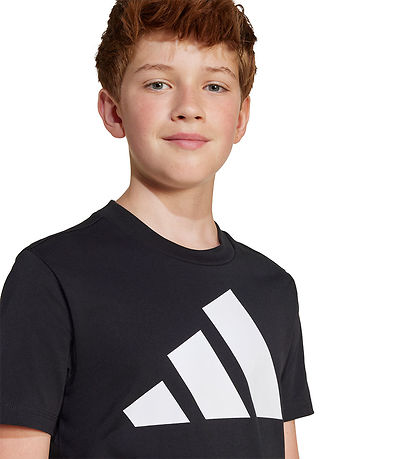 adidas Performance T-shirt - J BL Tee 160 - Black/White w. Logo