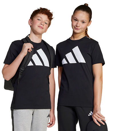 adidas Performance T-shirt - J BL Tee 160 - Black/White w. Logo