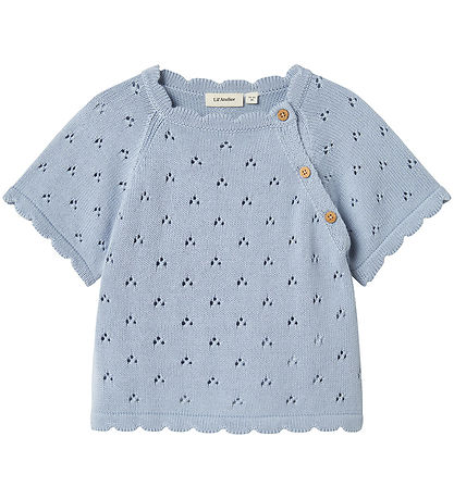 Lil' Atelier T-shirt - Knitted - NmfJola - Zen Blue w. Pointelle