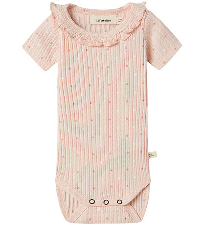Lil' Atelier Bodysuit s/s - Rib - NbfHulla - Peach Blush w. Hear Lil' Atelier Bodysuit s/s - Rib - NbfHulla - Peach Blush w. Hear