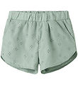 Name It Shorts - NmfVioleta - Aqua Gray w. Embroidery Anglaise