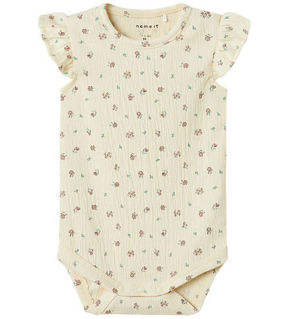 Name It Romper mouwloos - NbfJannis - Gebleekt zand m. Bloemen