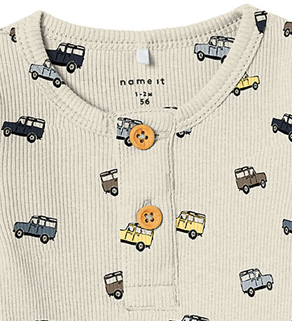 Name It Bodysuit l/s - Rib - NbmHukab - Peyote Melange w. Cars