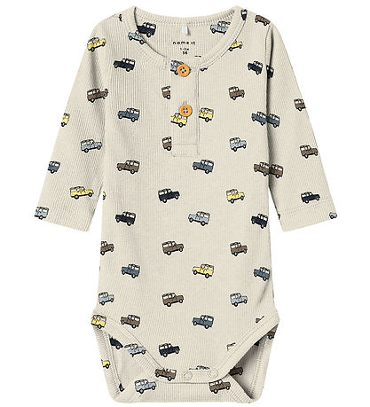 Name It Bodysuit l/s - Rib - NbmHukab - Peyote Melange w. Cars