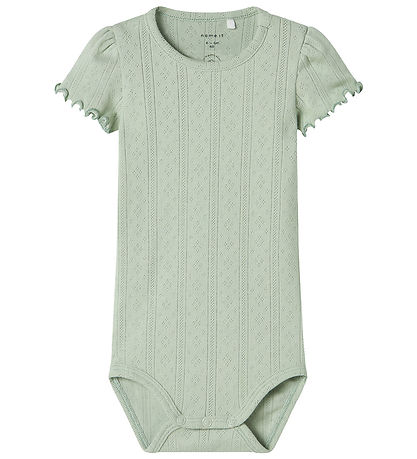 Name It Romper s/s - NbfJsilke - Aqua Grijs m. Pointelle