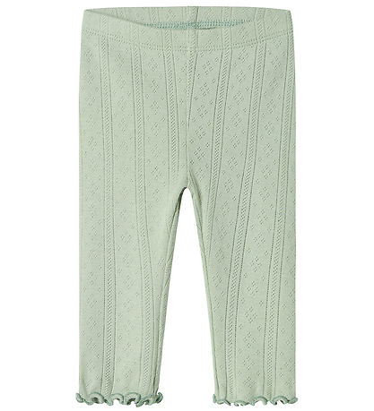 Name It Leggings - NbfJsilke - Aqua Gray w. Pointelle