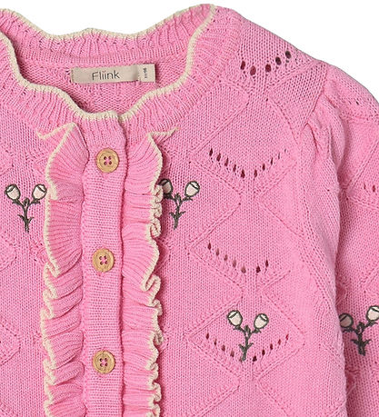 Fliink Cardigan - Knitted - Mela Flower - Begonia Pink
