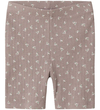 Name It Bicycle Shorts - Rib - NmfHoise - Purple Dove w. Flowers