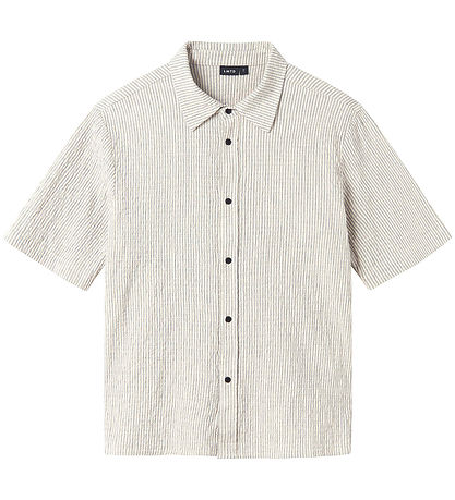 LMTD Shirt s/s - NlmHugo - Turtledove w. Stripes