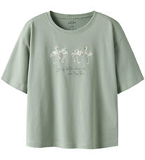 Name It T-paita - NkfVeen - Aqua Harmaa/Flamingo Name It T-paita - NkfVeen - Aqua Harmaa/Flamingo