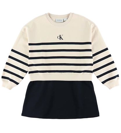 Calvin Klein Kjóll - Afslappaður - White Cap Grey/Svart