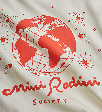 Mini Rodini T-shirt - Society - Offwhite/Red