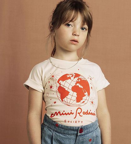 Mini Rodini T-shirt - Society - Offwhite/Red
