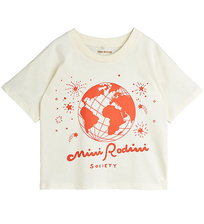 Mini Rodini T-shirt - Society - Offwhite/Red